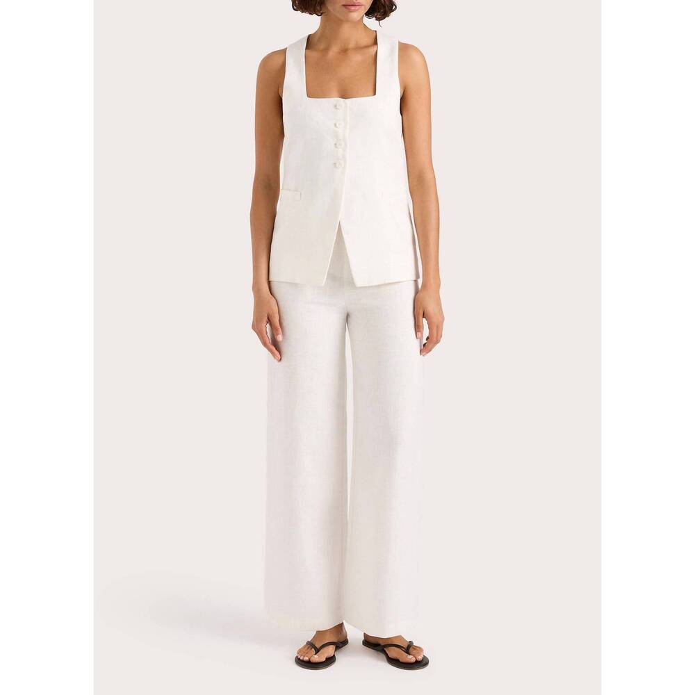 NEW FAITHFULL THE BRAND jackie linen vest in white